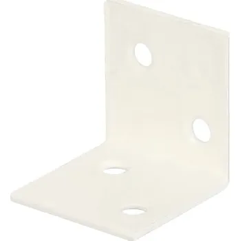 Tesařské kování Spojovací úhelník široký 30x30x30 mm bílý plastový potah