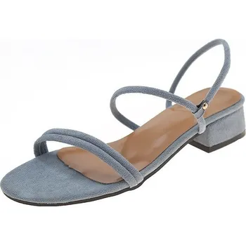 Dámské sandále Semišové sandály na podpatku Barva: Modrá, Velikost: 37