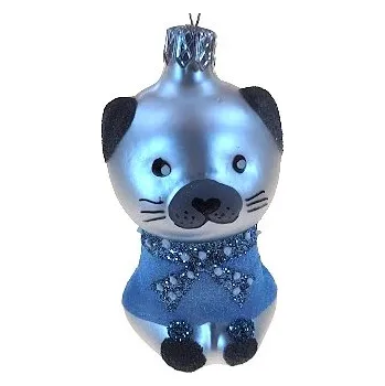 Vánoční dekorace Kotě 8cm / modrá vánoční figurka