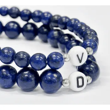 Náramek Náramky pro páry s iniciály - Lazulit