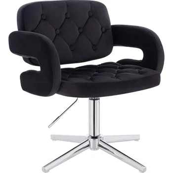 Otočné křeslo Ardal velur na stříbrném kříži - černé