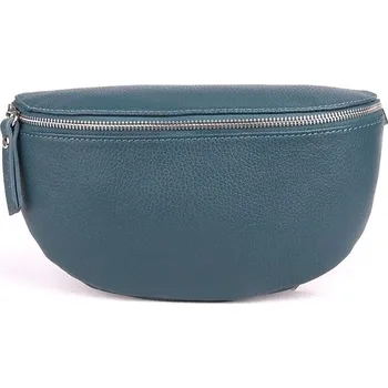 Kabelka Střední/velká dámská tmavětyrkysová kožená ledvinka Borse in Pelle no. 156