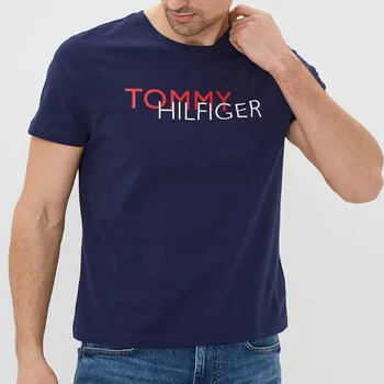 Pánské tričko Pánské modré triko Tommy Hilfiger - Velikost M 30853 MW0MW22137