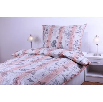 Povlečení Bavlněné povlečení - Paříž - béžový pruh