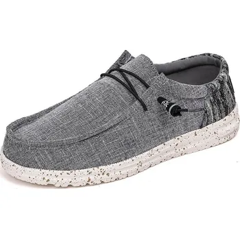 Pánské mokasíny Pánské plátěné boty vzorované loafers se šňůrkami Barva: Šedá, Velikost: 48