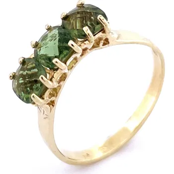 Prsten Zlatý prsten s vltavíny 0,6 cm x 1,4 cm