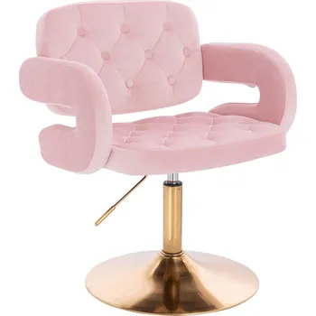 Otočné křeslo Ardal velur na zlatém talíři - růžová