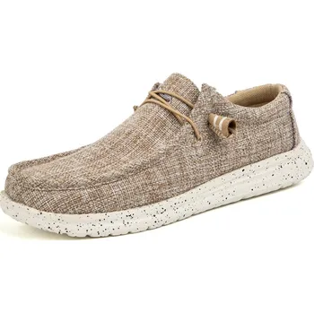 Pánské mokasíny Plátěné nazouvací boty pánské denim loafers vzorované Barva: Khaki, Velikost: 41