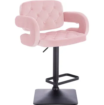 Barová židle Barová židle Ardal velur pudrově růžová - základna černá