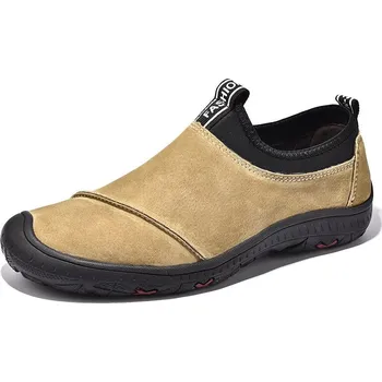 Pánské mokasíny Semišové loafers pánské nazouvací boty Barva: Khaki, Velikost: 40