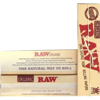 Papírky RAW ORGANIC King Size SLIM, 32ks v balení (Dlouhé papírky RAW ORGANIC KS SLIM, 32 ks v balení.)