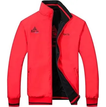 Pánský kabát Zimní pánská bunda oboustranná větrovka sportovní s nápisy Barva: Červená, Velikost: 3XL