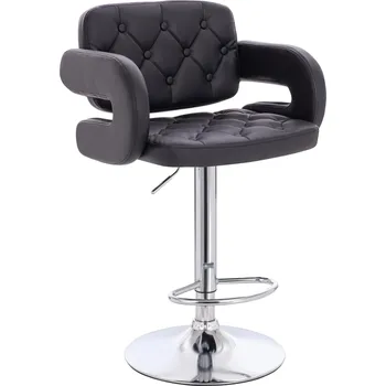 Barová židle ekokůže Ardal na stříbrném talíři - černé