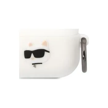Silikonové pouzdro Karl Lagerfeld 3D Logo Choupette pro Airpods Pro, white