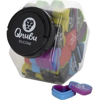 Qnubu Silicone Rosin Heart XL 18 ml, silikonové pouzdro, BOX 50 ks (Rosin Heart Silicone jar je silikonové nelepivé pouzdro na uchovávání pylových extraktů. Rozměr 57x50x22 mm. Zvýhodněný bos obsahuje 50 kusů různých barev.)
