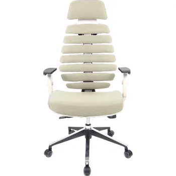 MERCURY kancelářská židle FISH BONES PDH šedý plast, smetanová 26-61, 3D područky