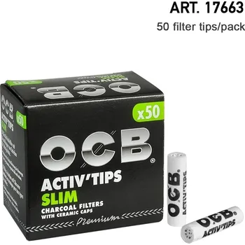 Filtry OCB Active tips 7mm, 50ks v balení | box 10ks (Filtry OCB s aktivním uhlím. 50ks v balení.)