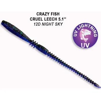 Umělá nástraha Crazy Fish Cruel Leech 130 mm 12D night sky balení 6ks