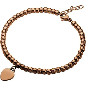 Náramek Dámský náramek ocel srdcem v barvě Mocca MNCBR14-15A-F délka 18 cm