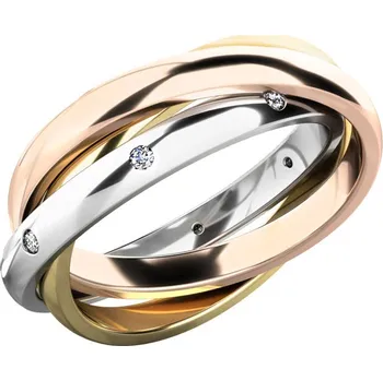 Prsten Dámský prsten zlato mix 585 přírodní diamant 0.120 ct G/SI - tři kroužky 61075-DIA velikost 45