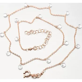 Náhrdelník Dámský náhrdelník stříbro 925 pozlacený růžovým zlatem s krystaly N1803391-1905-SLX délka 40 cm