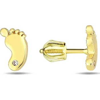 Náušnice Lillian Vassago Zlaté peckové náušnice ve tvaru nohou se zirkony LLV98-GER008