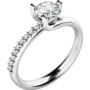 Prsten Dámský prsten bílé zlato 585/1000 přírodní diamant 0.754 ct 10964-B-DIA velikost 53