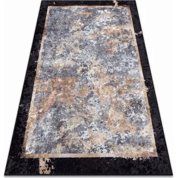 Koberec Makro Abra Kusový koberec pratelný MIRO 51328.804 Abstraktní protiskluzový šedý zlatý Rozměr: 160x220 cm