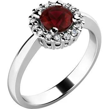 Oblečení a móda Dámský prsten přírodní diamant 0.50 ct G/SI granát a brilianty 10924-B-GRA velikost 63