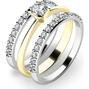 Prsten Zásnubní prsten zlato mix 585/1000 zirkon set v kombinaci žlutého 10820-SET02-ZB velikost 46