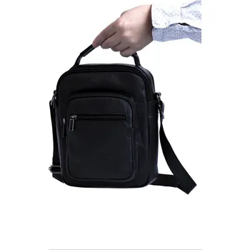 Pánská kožená taška s držadlem černá LB-334, Neus