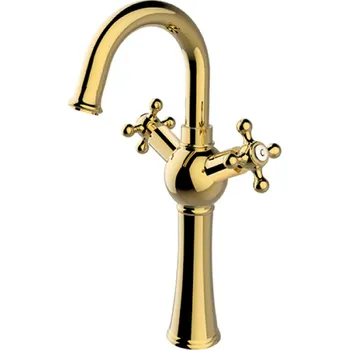 Vodovodní baterie Besco Retro I vysoká umyvadlová baterie, gold
