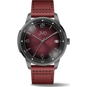 Hodinky JVD Pánské voděodolné ocelové hodinky s červeným řemínkem JVD JC417.2 (POŠTOVNÉ ZDARMA!!)