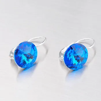 Náušnice Dámské náušnice stříbro 925 krystaly tmavě modrým 10 mm modré kameny N325TM-JK