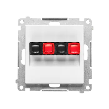 Elektrická zásuvka SIMON TGL2.01/111 Zásuvka reproduktorová 2 násobná s popisným polem (přístroj s krytem), pro připoje