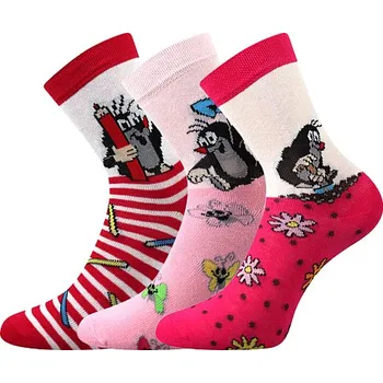 3PACK dívčí ponožky Boma - Krtek, růžová / bílá Barva: Růžová, Velikost: 20-24