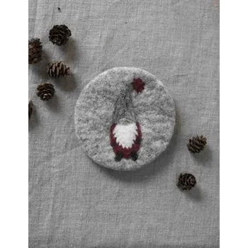 Podložka pod hrnec Vánoční podložka pod horké Santa Light grey 10 cm