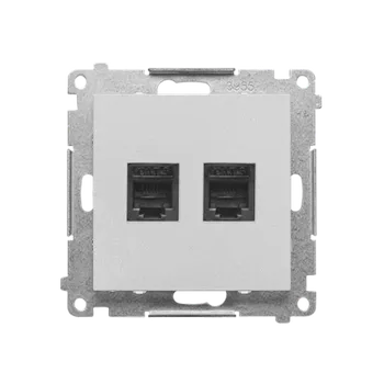 Elektrická zásuvka SIMON TF2.01/143 Zásuvka telefonní RJ12, 2 násobná (přístroj s krytem) bílá