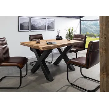 Jídelní stůl Jídelní stůl Palisandr 140x90x77 přírodní pískovaný / X-nohy antracit matný METALL 5