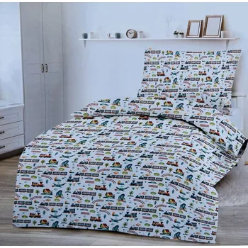 Povlečení TiaHome Vláček 200 x 140, 90 x 70 cm zipový uzávěr