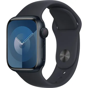 Apple Watch Series 9 41 mm, temně inkoustový hliník s temně inkoustovým sportovním řemínkem S/M