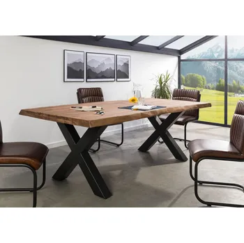 Jídelní stůl Jídelní stůl Palisandr 240x100x77 šedě mořený / X-nohy antracit matné METALL 5