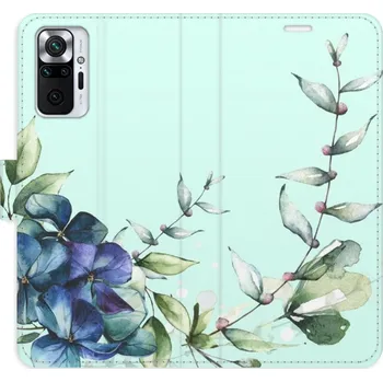 Pouzdro na mobilní telefon Flipové pouzdro iSaprio - Blue Flowers - Xiaomi Redmi Note 10 Pro