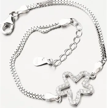 Šperk Dámský náramek stříbro 925 zirkony květina BST-14486/18 délka 15 cm