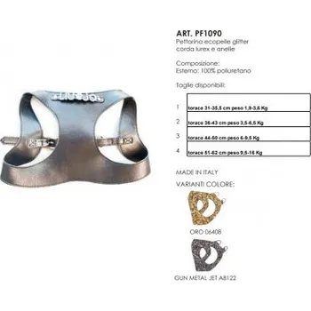 Postroj pro psa LIU JO Třpytivý postroj z umělé kůže obvod hrudi 44-50 cm, hmotnost 6-9,5 kg zlatá vel. 3