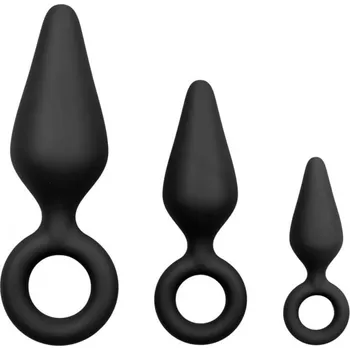 Dildo Easytoys - Sada análních kroužků - 3 ks (černá)