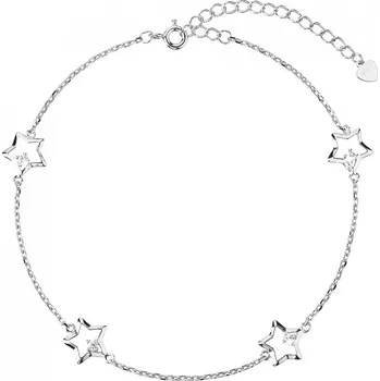 Řetízek Stříbrný řetízek na nohu hvězdičky s bílými zirkony 16003.1