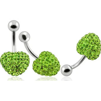 Piercing Steel Jewelry Piercing zelené srdce z chirurgické oceli PR121143 dárkové balení zdarma