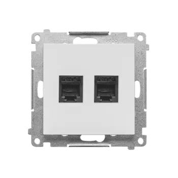 Elektrická zásuvka SIMON TF2.01/114 Zásuvka telefonní RJ12, 2 násobná (přístroj s krytem) bílá