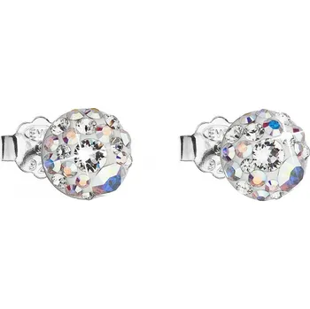Náušnice Stříbrné náušnice pecka s krystaly Swarovski ab efekt kulaté 31136.2